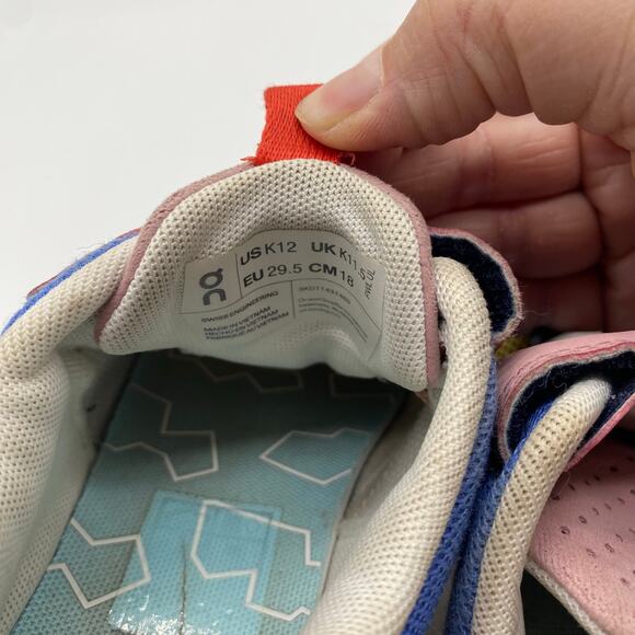 On Cloud Girls size K12 Ultramarine Colorful Cloudtec Velcro Shoes Sneakers - Picture 7 of 8